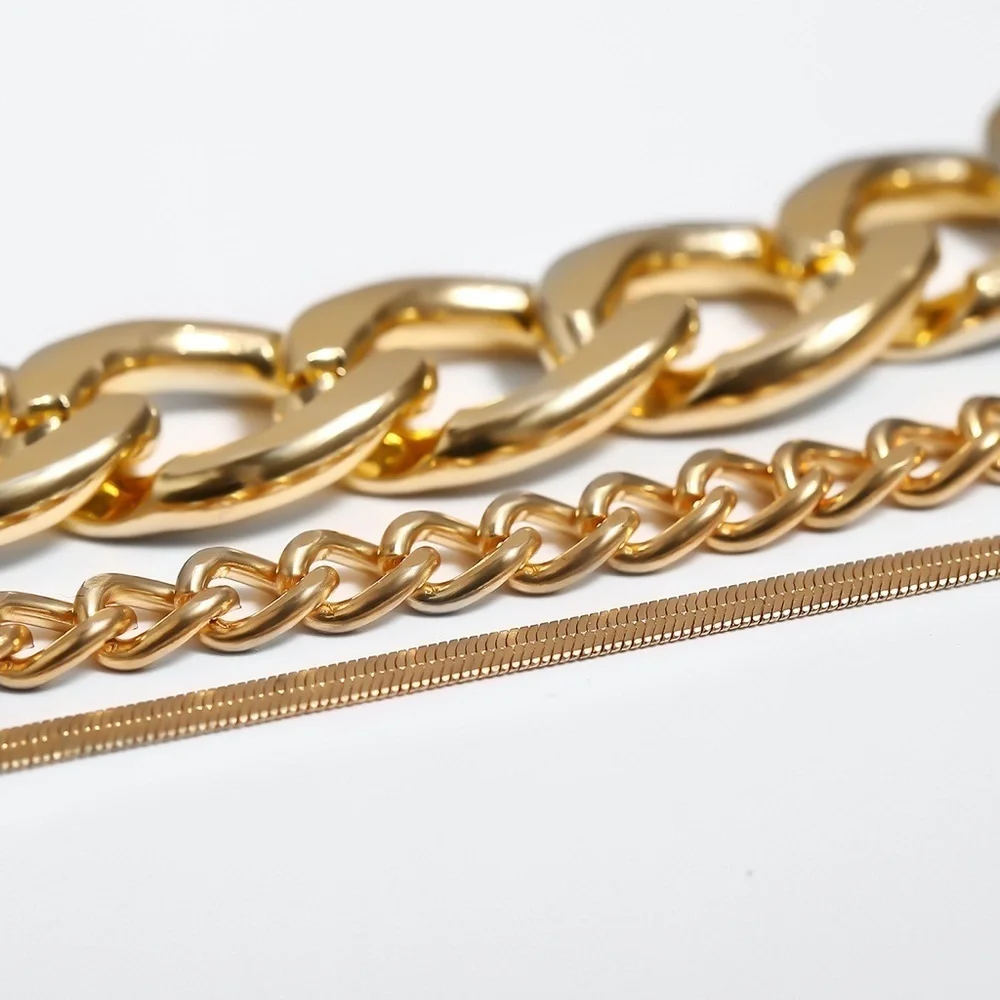 *TALLIE* 3-Pc Gold Chain Fashion Bracelet Set